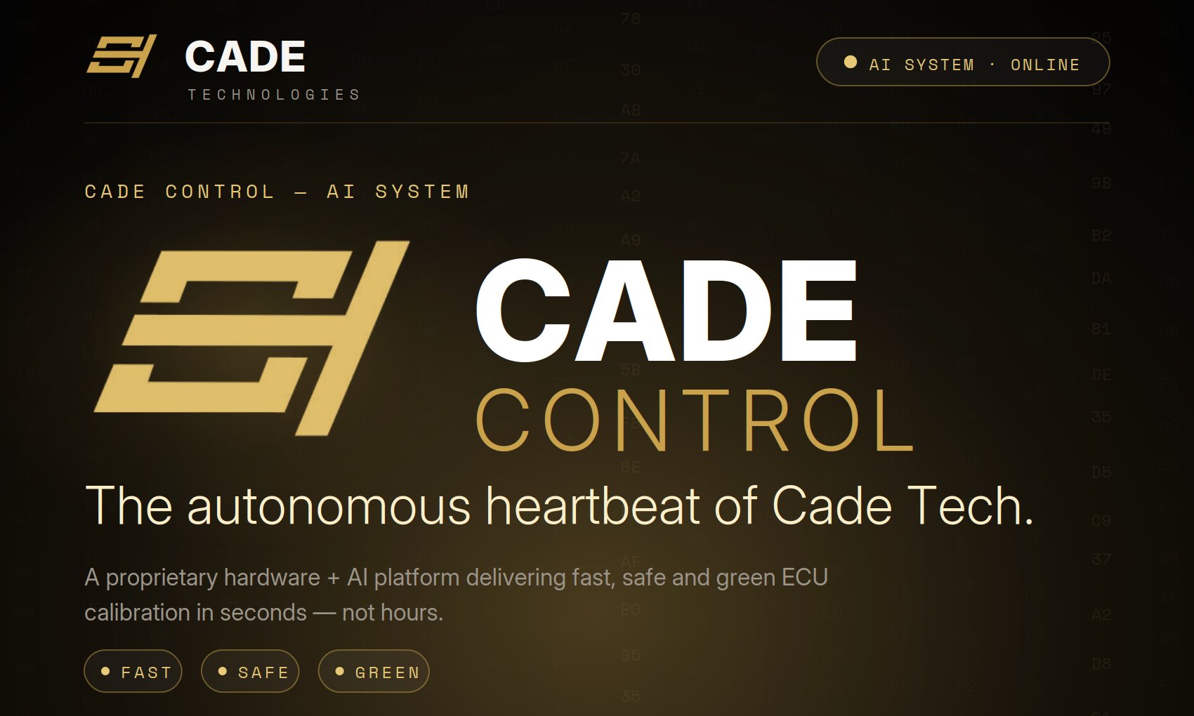 CADE CONTROL — ECU calibration artificial intelligence system by CADE Technologies