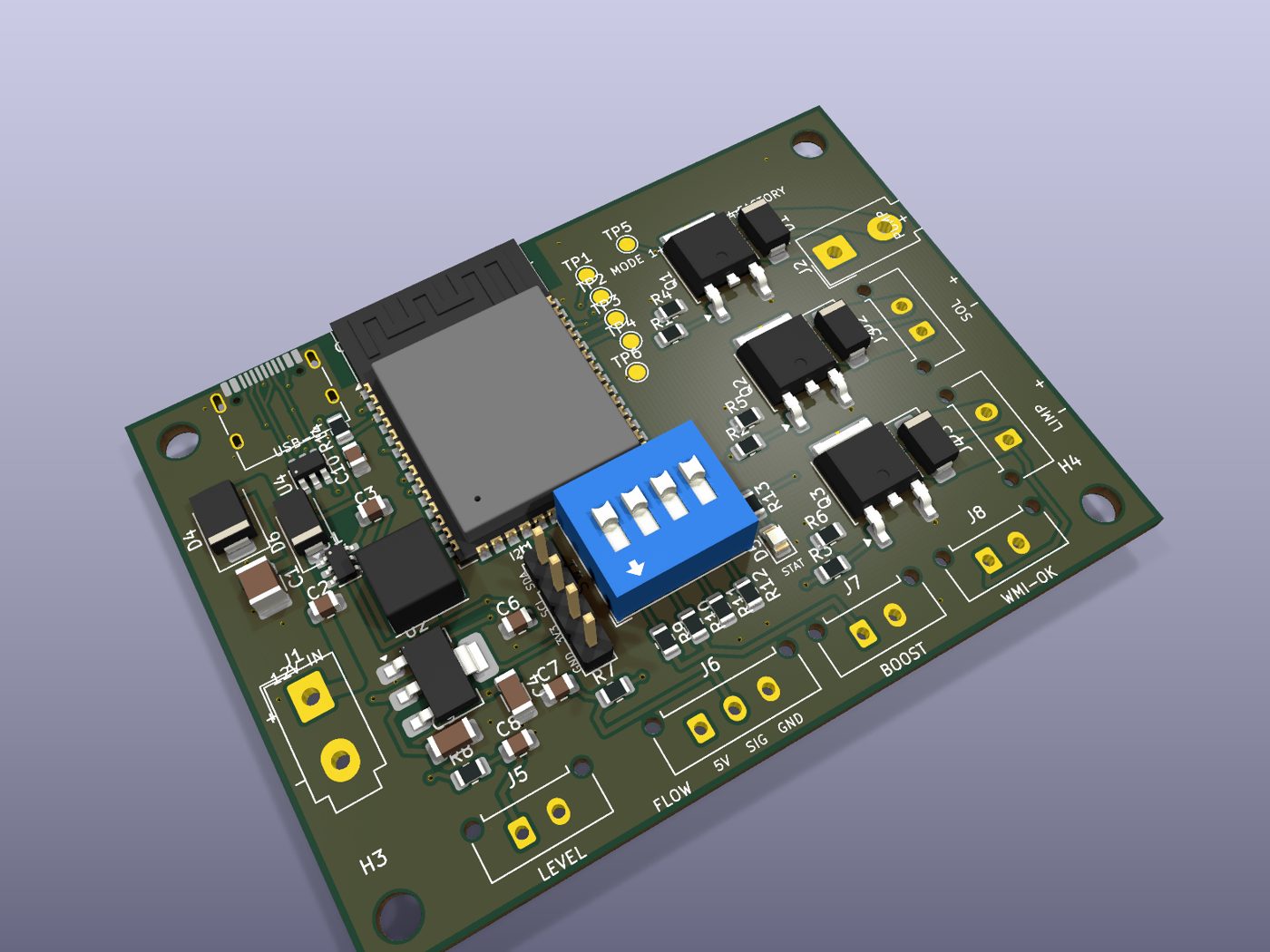 CADE WMI Controller — 3D engineering render of the controller board